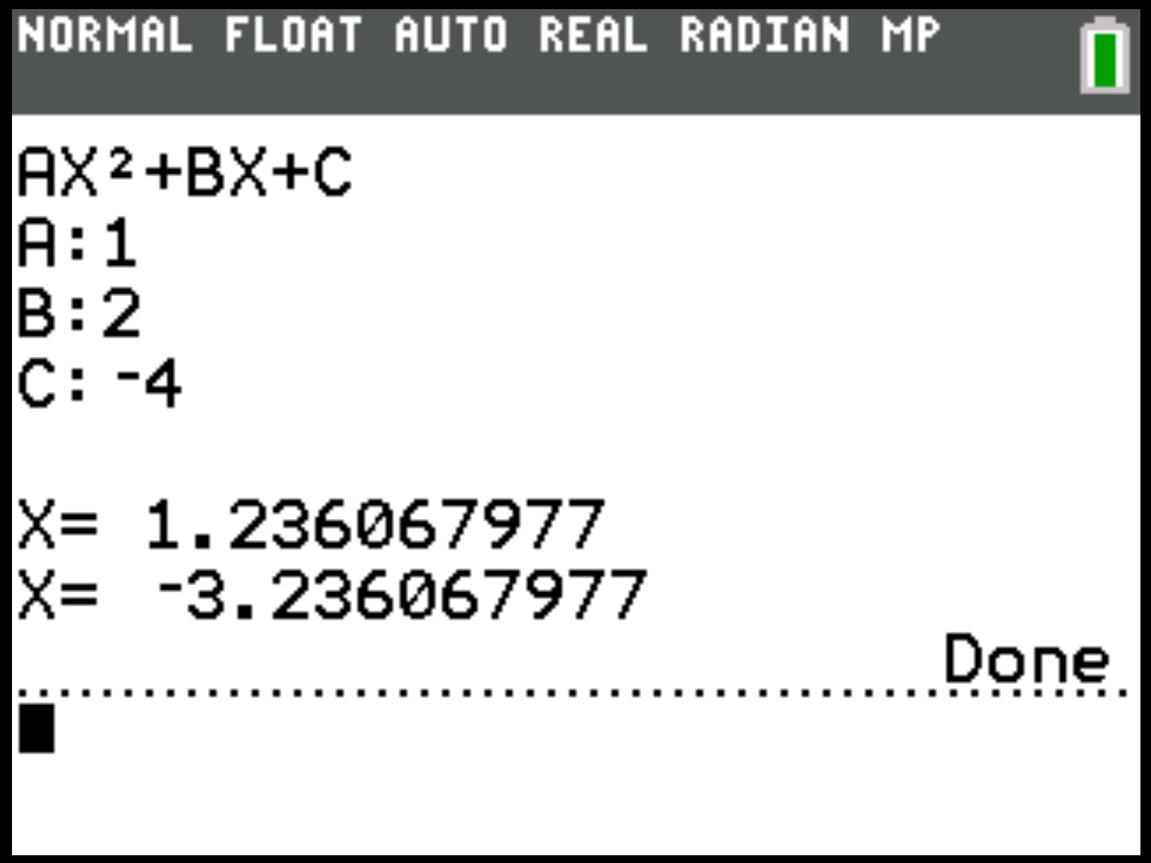 Quadratic Formula Solver